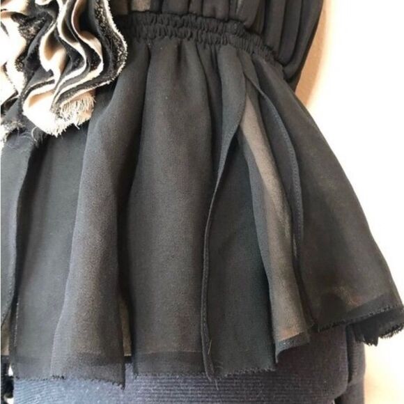 Robert Rodrigues for Neiman Marcus Ruffled Chiffon  Halter Top in Black/Cream - Picture 7 of 15